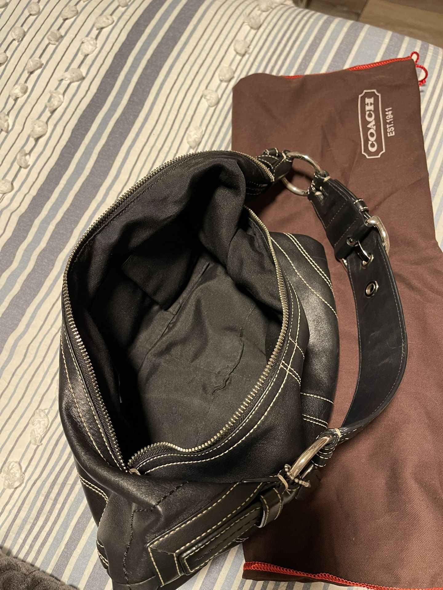 Coach Hobo Black Leather Silver Hardware