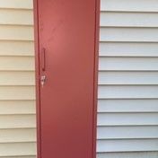 Pending New, Firm, Shadwick Single Closed Door Metal Locker Storage Cabinet with 4 Shelves, Terracotta  