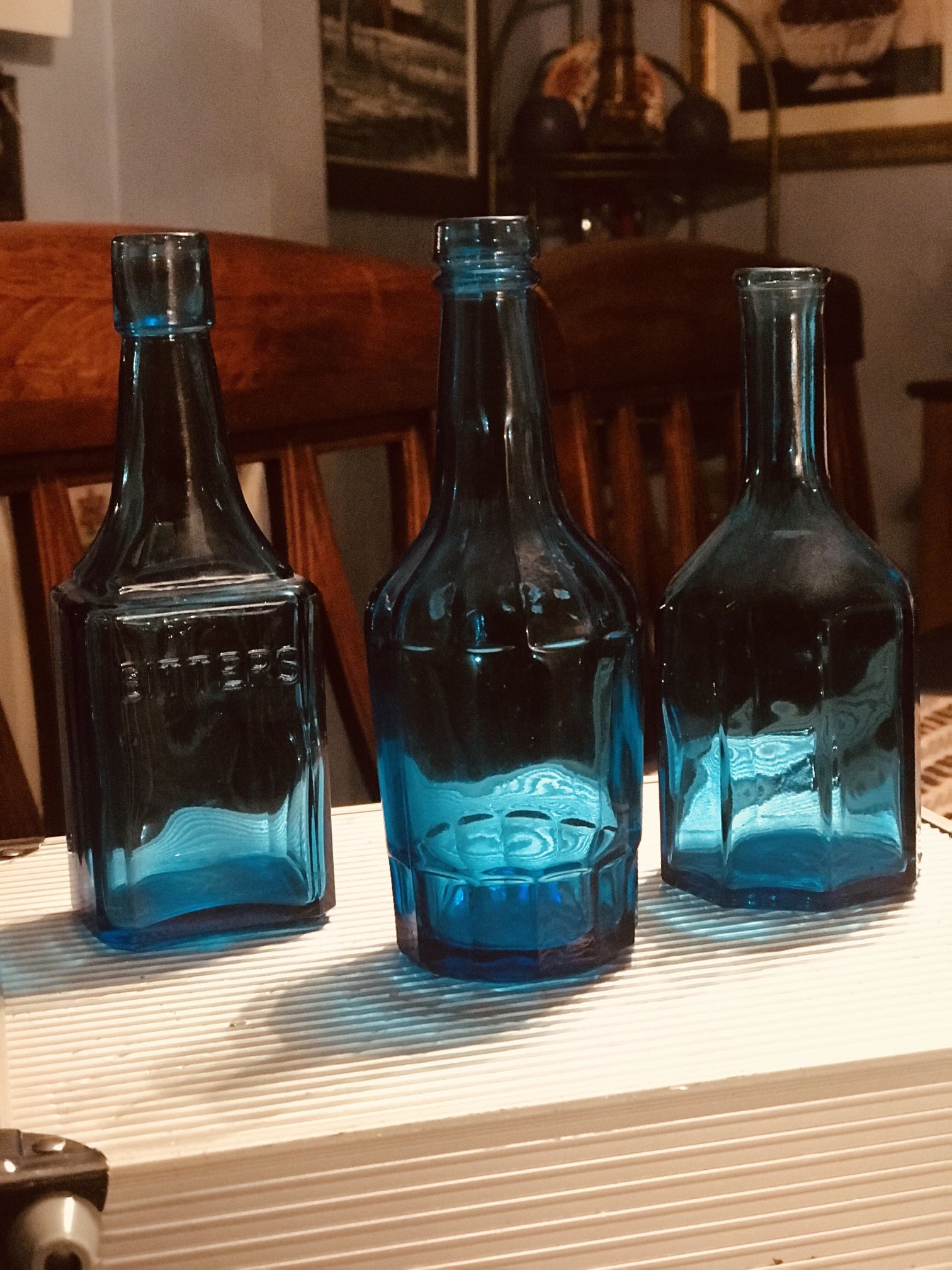 Vintage Wheaton N.J. 6’ Inch Decorative Blue Bottles