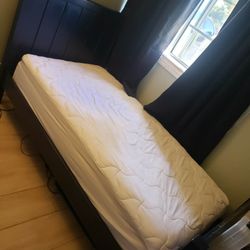Navy Blue Twin Bed With Mattress 