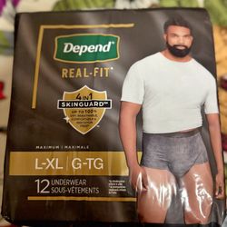 Depend REAL-FIT 4in1 Skin Guard Maximum | Maximale Size L-XL | G-TG 12 Underwear Sous-Vetements Brand New Full Sealed  