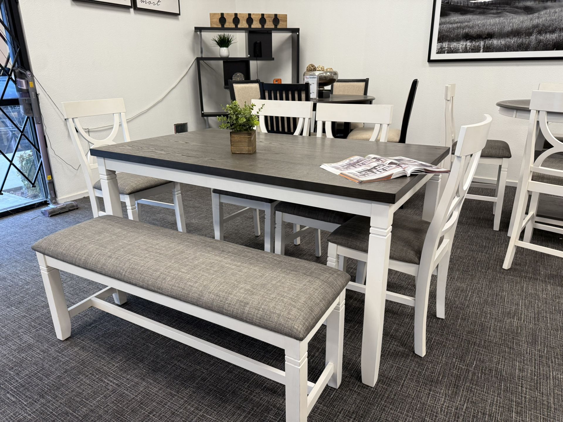 6pc Dining Table + Bench Set - Free Delivery Promo