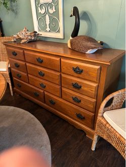 Early American Colonial style multi-drawer triple dresser