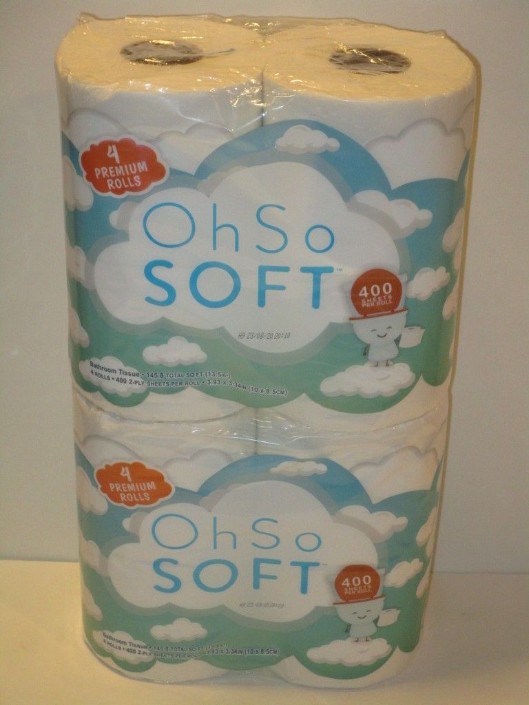 (2) Oh So Soft Bathroom Tissue 4 PREMIUM Rolls – 400 2-Ply Sheets P er Roll