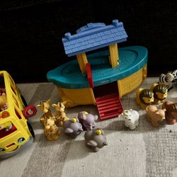 Little people Noah’s ark Zoo Animals & School Bus (18 Total Figures)