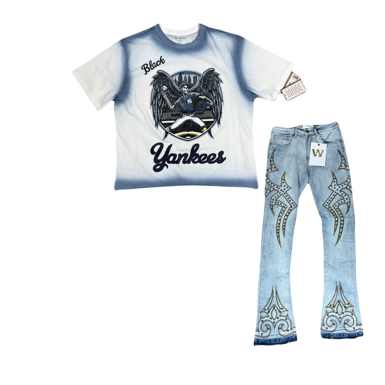 Men's shirt and jeans outfit
