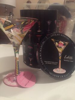 Lolita The Martini Collection Hand Painted Glass