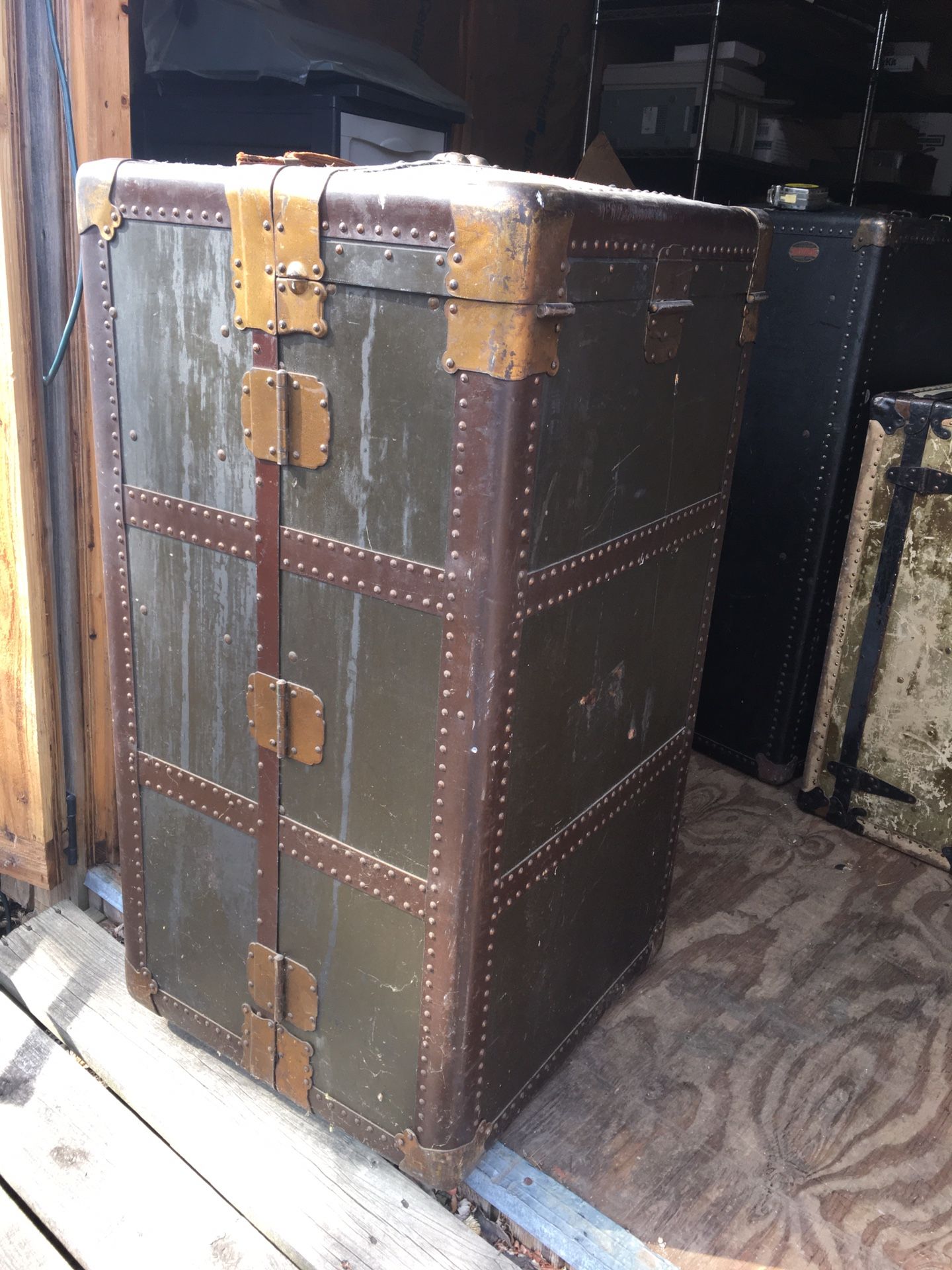 Large antique wardrobe steamer trunk