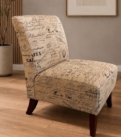 Upholstered Accent Chair – French Script Slipper Chair by Linon