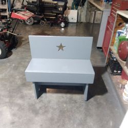 Small wood bench painted gray