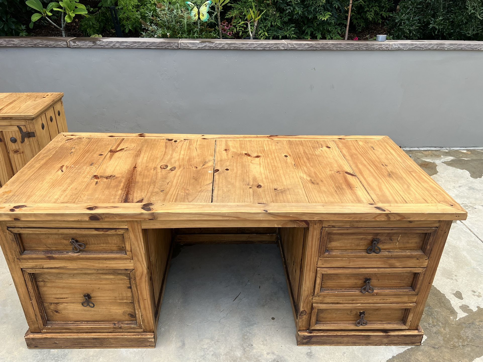 Rustic Pine Furniture From Mexico, Oversized Desk, And Drawers.
