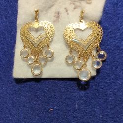 Earrings Crystals & Gold ❤️ Heart