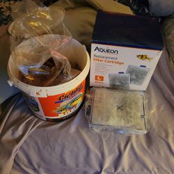 Cichlid Flakes Fish Food And 2 Filter Cartridges