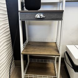 Side Table w/Shelves + Drawer