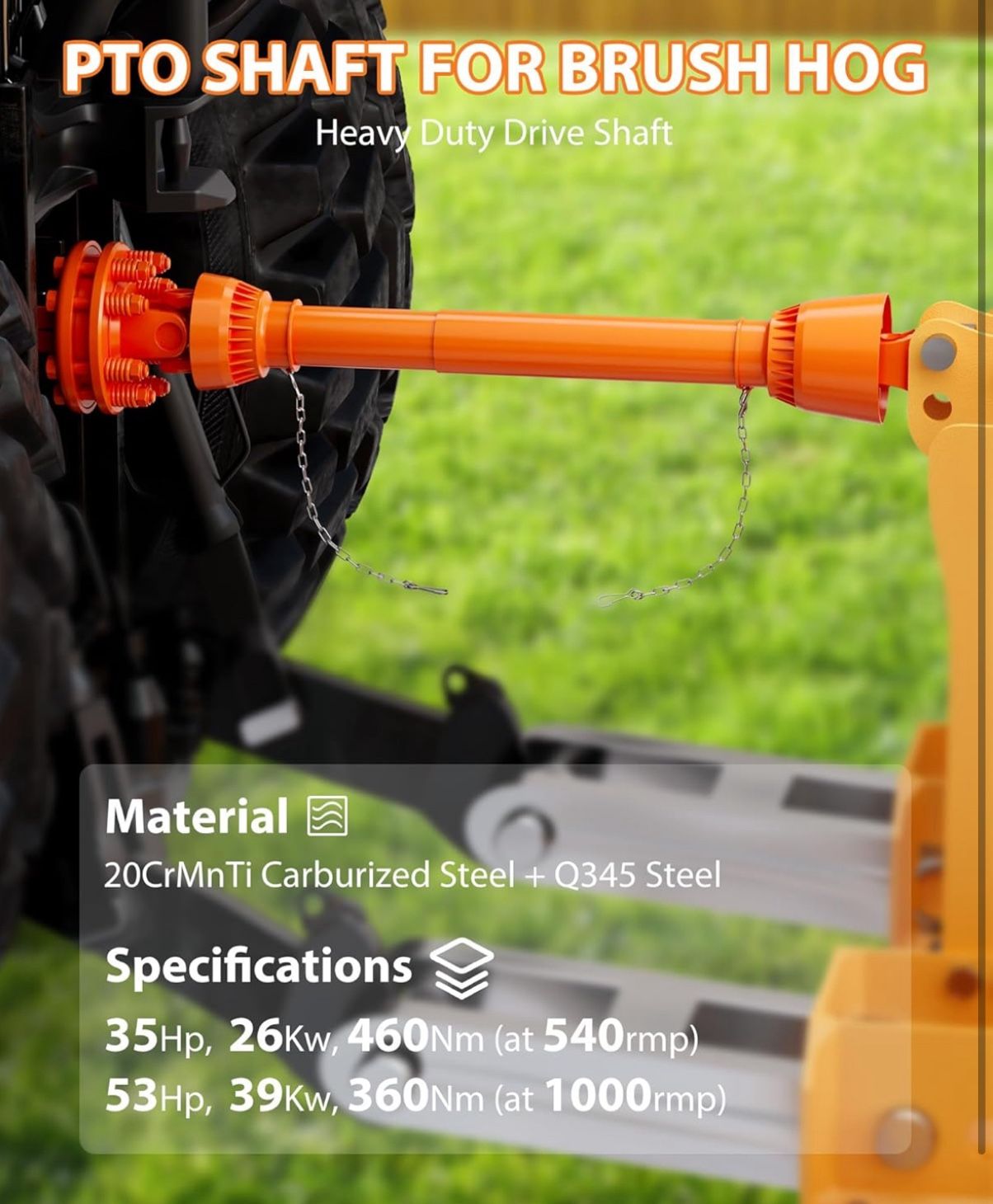31.5"-41" Brush Hog PTO Shaft, 1-3/8" PTO Drive Shaft, 6 Spline Both Ends PTO Driveline Shaft, Series 4 Tractor PTO Shaft