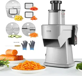 VEVOR Electric Vegetable Slicer, 4 in 1 Multifunctional Food Cutter, 200W Vegetable Chopper for Slicing Shredding Dicing and Slitting, with Cut-Resist