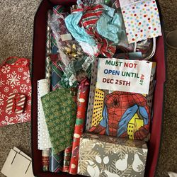 Wrapping Or Christmas Ornament Storage Box And Wrapping Materials