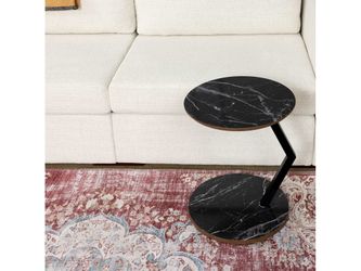 Zoey Black Round Snack Table w/ Casters