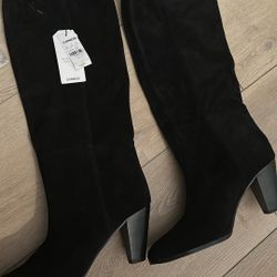 Black Suede Express Scrunch Boots Size 9