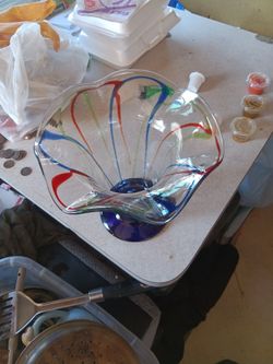 Hand blown colbert blue  vase