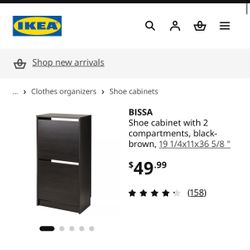 IKEA BISSA Shoe Cabinet Black-Brown