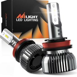 E1 H11 LED Headlight Bulbs, 350% Brighter, 50W 10000lm Headlamp Bulbs, Mini Size, H9 High Beam, H11 Low Beam, H8 H11 H16 Fog Light, 6000K Cool White, 