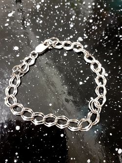 Medium 7'1/2'inch Double Curb Charm Bracelet/sterling Silver 925