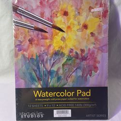 MARSEILLES STUDIOS -Watercolor  Pad - 12 Sheets 9" x 12" -Acid Free 140lb/300G