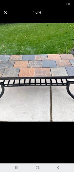 Slate Tile Top Outdoor Coffee Table
