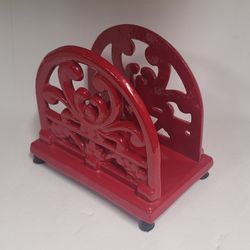 Red Enamel Cast Iron Napkin Holder 