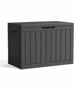 New-50 Gallon Outdoor Storage Box Waterproof, Lockable Resin Deck Box for Patio Furniture, Pool Supplies & Garden Tools, Weatherproof Outside Storage 