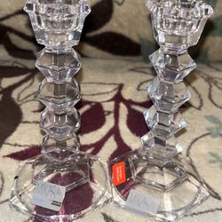 Set Of 2 Mikasa Jewelstone Crystal Candlestick Holder