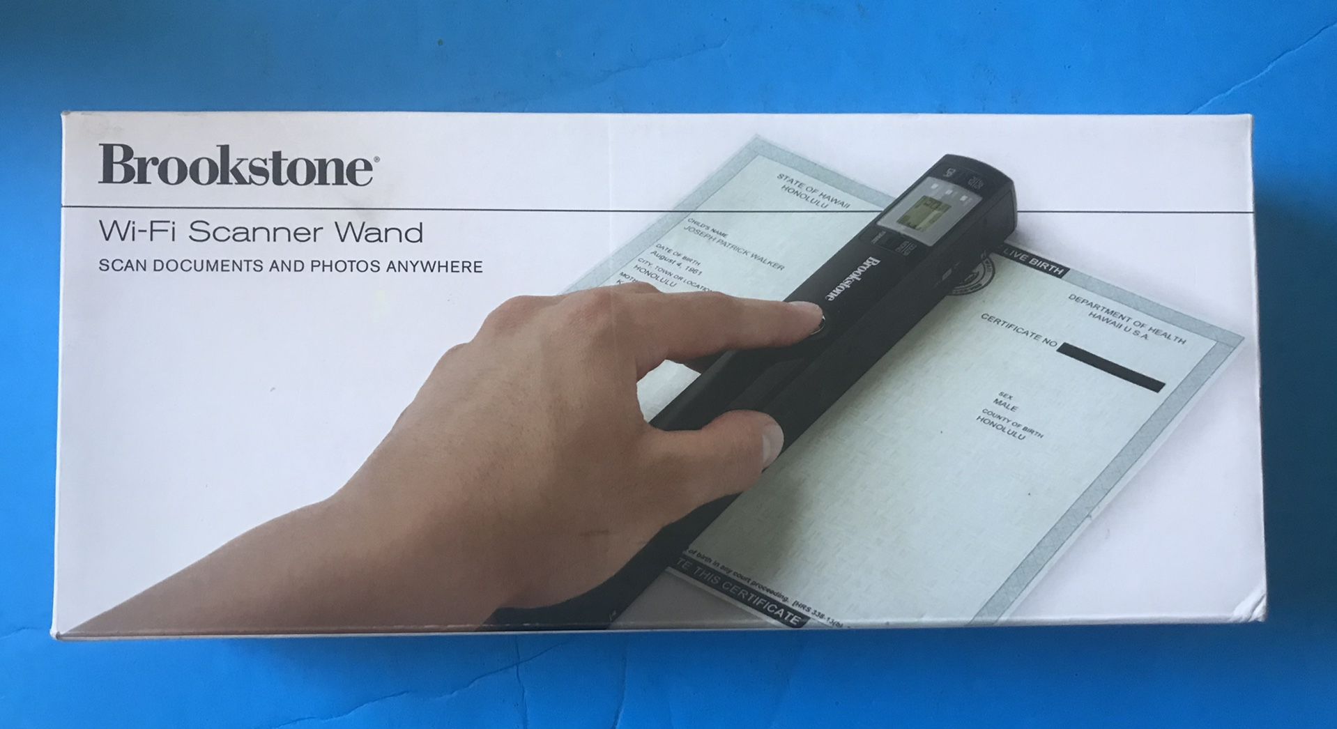 Open box Brookstone Wi-Fi Scanner Wand 900 Dpi Windows & iOS- New