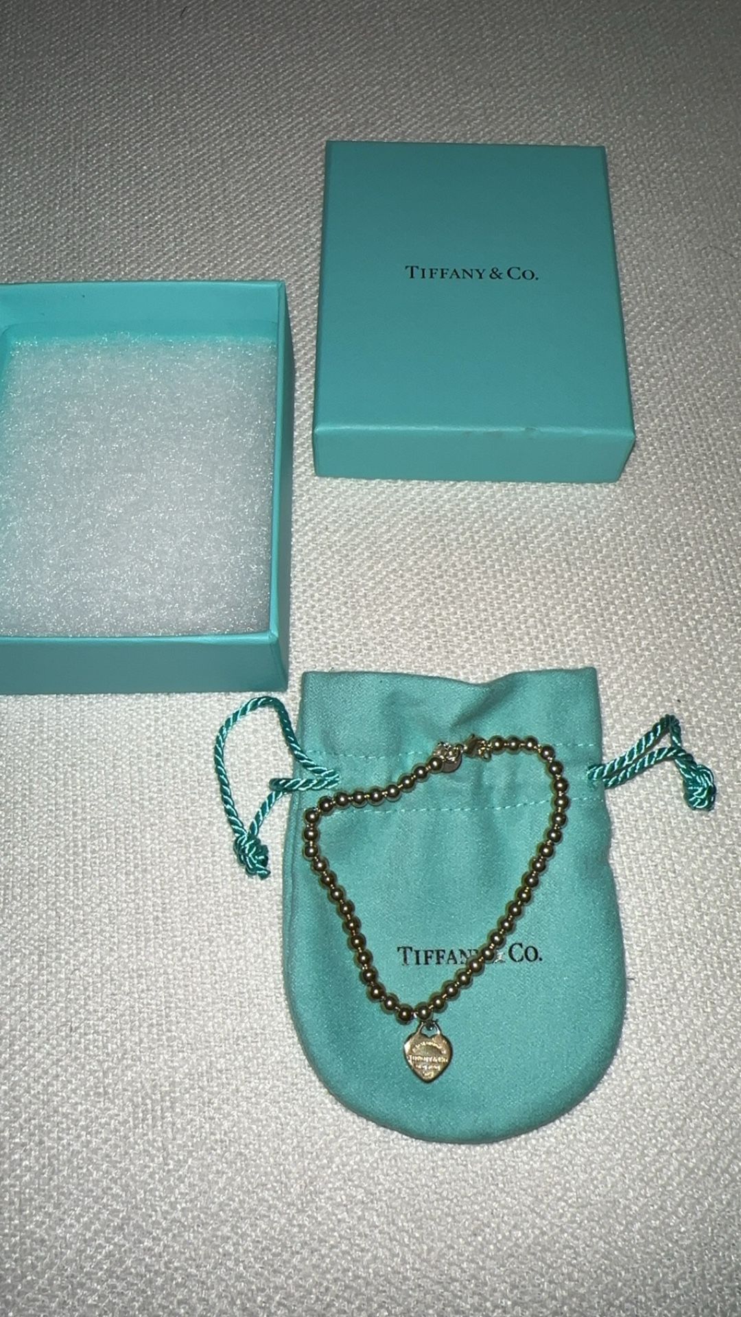 Tiffany & Co. Pink Heart Tag Bead Bracelet