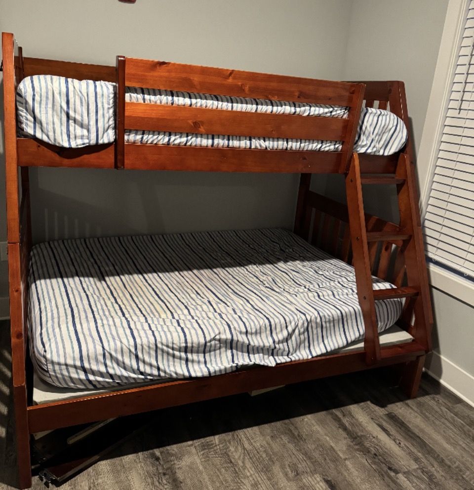 Twin over full wooden bunk bed