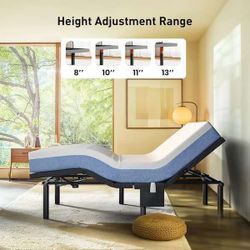 Black, Full Size, Adjustable Bed Frame Base with USB charging and lighting $150