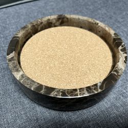 Brown - Marble Wine Bottle Coaster with Absorbent Cork
