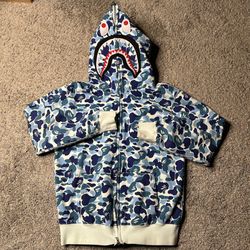 BAPE Big ABC Camo Shark Full Zip Hoodie 'Blue’