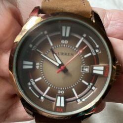 MENS CURREN BROWN SUEDE & LEATHER WRISTWATCH
