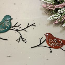 Pretty Metal Birds Wall Decor 