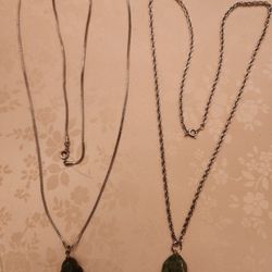 2 Necklaces With Buddha And Stone Pendants