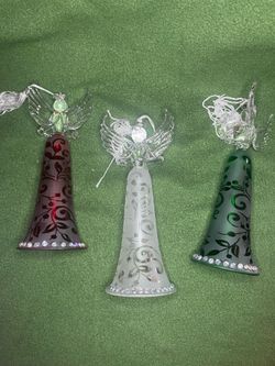 3 Glass Angel Christmas Ornaments – Lenox brand