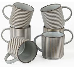 Coffee Mug Set for 6, Star 12 Oz Catering Mugs Cup Set with Handle for Coffee, T