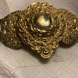 1980s Alexis Kirk Gilded Belt Buckle 2 Pieces