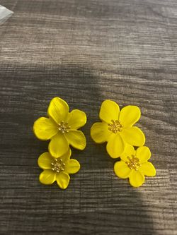 Yellow Floral Statement Earrings