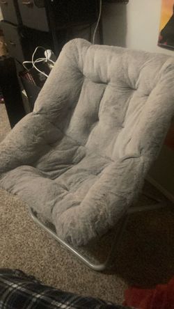 Gray Tufted Plush Floor Chair foldable
