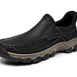 NEW!!! Mens Casual Genuine Leather Slip on Loafers / Orthopedic Shoes Size 10.5
