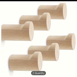 Wood Wall Hooks 6Pack, Natural Wooden Coat Hooks Wall Mounted, Handmade Rustic Hat Hooks Heavy Duty Entryway Wall Hangers For Hanging Towels, Clot