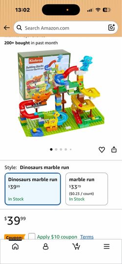 Building Blocks for Kids Toddlers 3 4 5 6 7 8+ Year Old, 127-piece Large Classic Building Bricks, Dinosaur Marble Run with 2 Baseplate for Boys Girls 