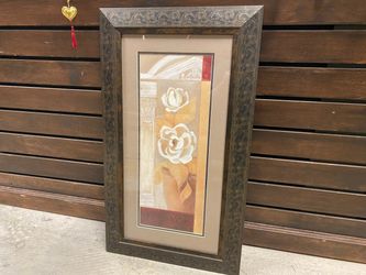 Warm Floral Print in Decorative Frame